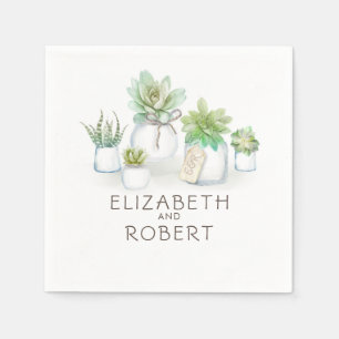 Mason Jar Succulents Rustikales Land Serviette