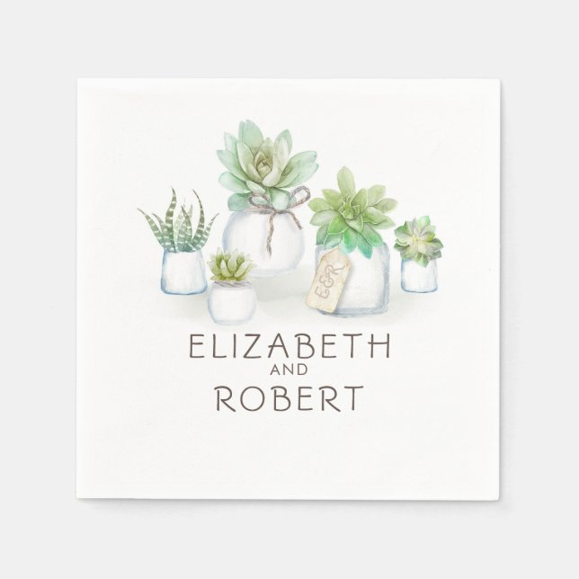 Mason Jar Succulents Rustikales Land Serviette (Vorderseite)