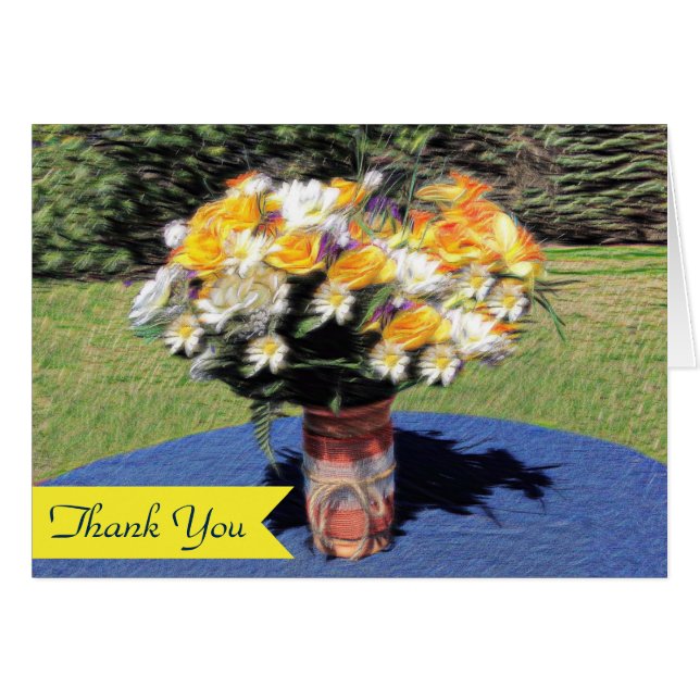 Mason Jar Summer Floral Bouquet Vielen Dank (Vorderseite (Horizontal))