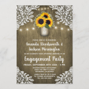 Mason Jar Sunflower Engagement Party Einladungen