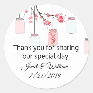 Mason Jar sur Flower Tree Wedding Favor Sticker