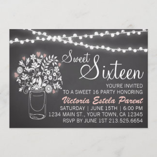 Mason Jar Sweet 16 Einladung