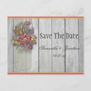 Mason Jar Tiger Lilies Barn Wood Save the Date Ankündigungspostkarte