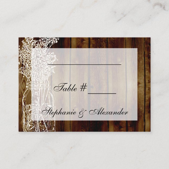 Mason Jar Timbre Table Siège Cartes de place (Devant)