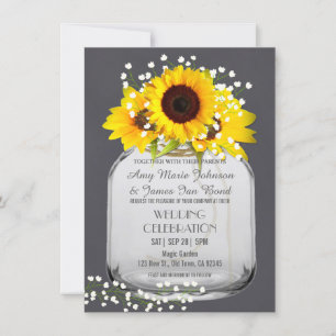 Mason jar tournesol Chalkboard Cartes Mariages de 