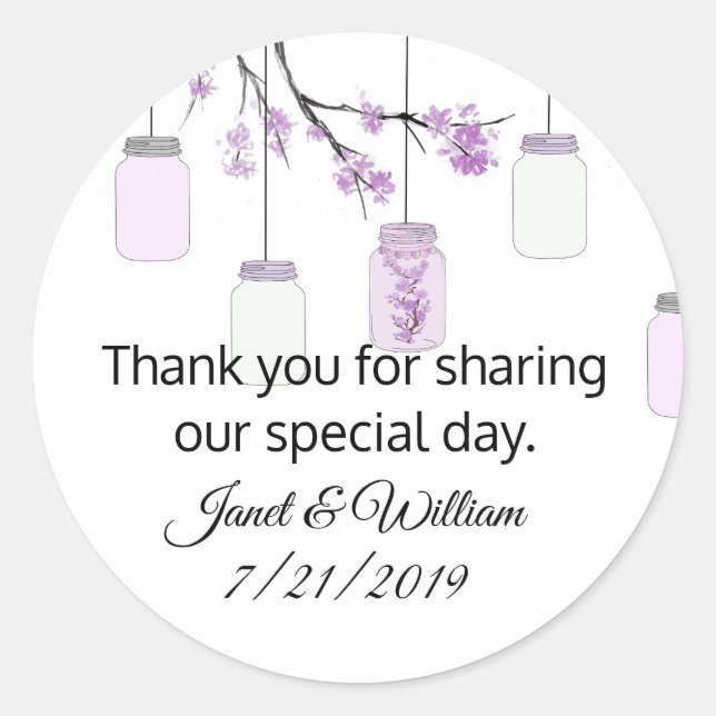 Mason Jar über Aufkleber für die Gastgeschenk Hoch (Vorderseite)
