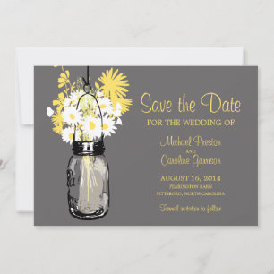 Mason Jar und Daisies Save the Date