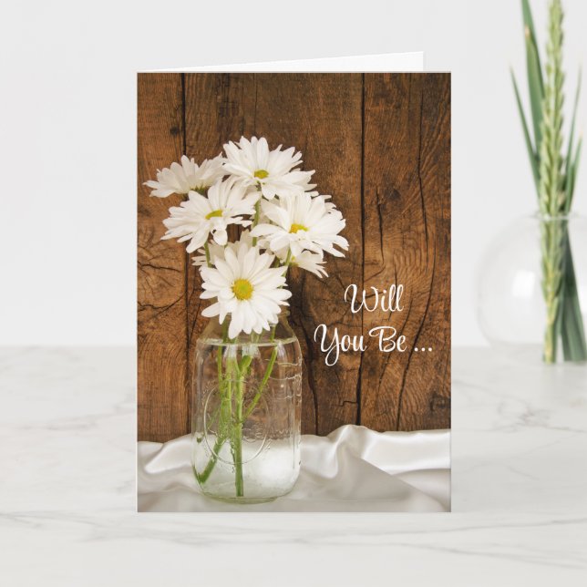 Mason Jar und Daisis werden Sie meine Bridesmaid s Einladung (Vorderseite)