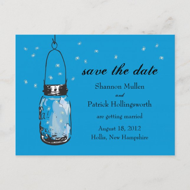 Mason Jar und Fireflies Einladungen für Hochzeiten (Vorderseite)