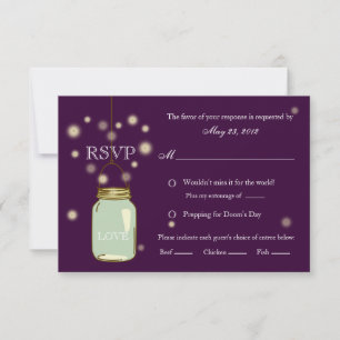 Mason Jar und Fireflies Herzeinladung RSVP Karte