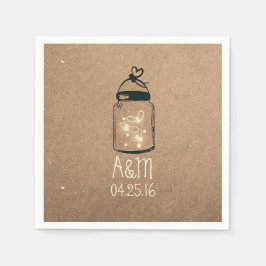 Mason Jar und Fireflies Rustic Serviette