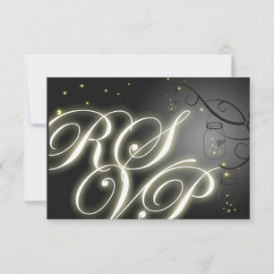 Mason Jar und Firefly UAWG - Schwarz-weiß RSVP Karte