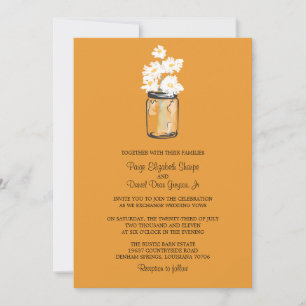 Mason Jar und White Daisies Hochzeit Einladung