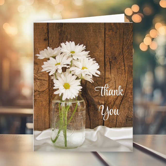 Mason Jar und White Daisies Land Vielen Dank Dankeskarte (Von Creator hochgeladen)