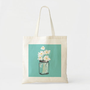 Mason Jar und White Daisies Tragetasche