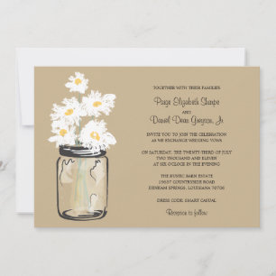 Mason Jar und White Daisies Wedding Einladung