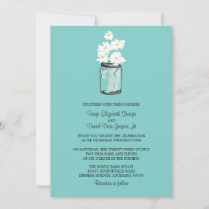 Mason Jar und White Daisies Wedding Einladung