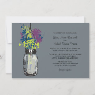 Mason Jar und Wildblumen Hochzeiten Einladungen