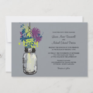 Mason Jar und Wildblumen Hochzeiten Einladungen