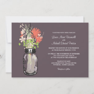 Mason Jar und Wildblumen Hochzeiten Einladungen