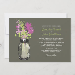 Mason Jar und Wildblumen Hochzeiten Einladungen