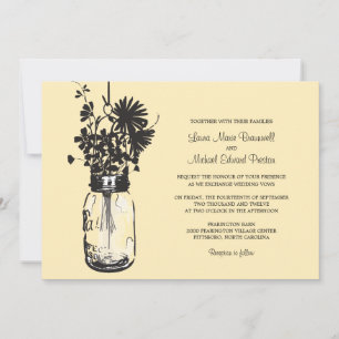 Mason Jar und Wildblumen Hochzeiten Einladungen