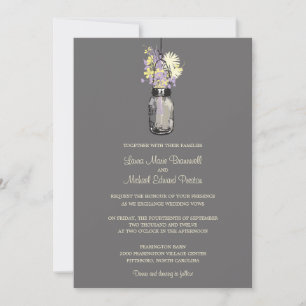 Mason Jar und Wildblumen Hochzeiten Einladungen