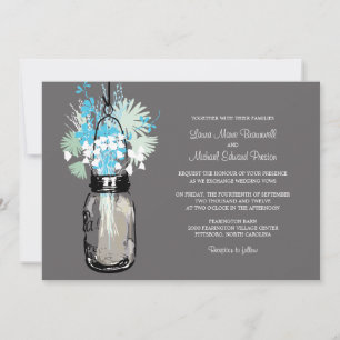 Mason Jar und Wildblumen Hochzeiten Einladungen