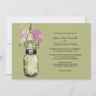Mason Jar und Wildblumen Hochzeiten Einladungen