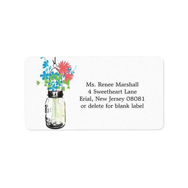 Mason Jar und Wildblumen im Herbst Adressaufkleber (Vorne)
