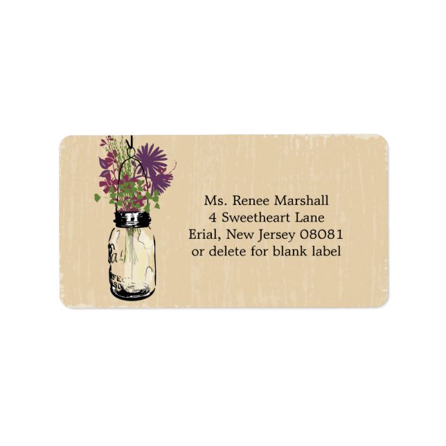 Mason Jar und Wildblumen im Herbst Adressaufkleber (Vorne)