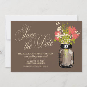 Mason Jar und Wildblumen Save the Date