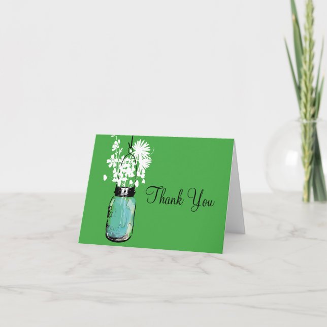 Mason Jar und Wildblumen Vielen Dank Dankeskarte (Vorderseite)