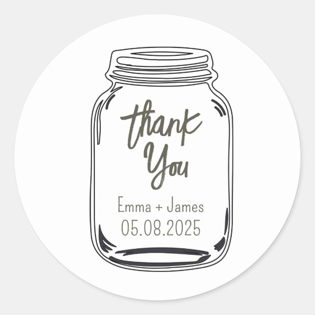 Mason Jar Vielen Dank, Sticker (Vorderseite)