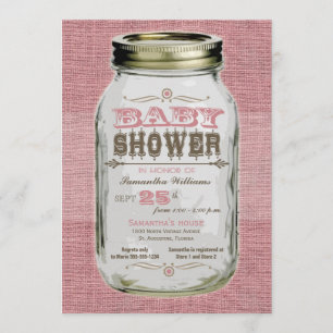 Mason Jar Vintag Look Girl Babydusche Einladung