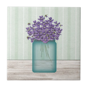 Mason Jar Violette Carreaux