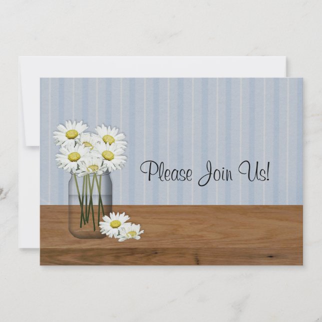Mason Jar von Daisies Einladung zur Hochzeit (Vorderseite)