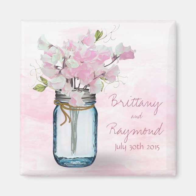 MASON JAR WATERCOLOR PINK PLATTERBSEN MAGNET (Vorne)