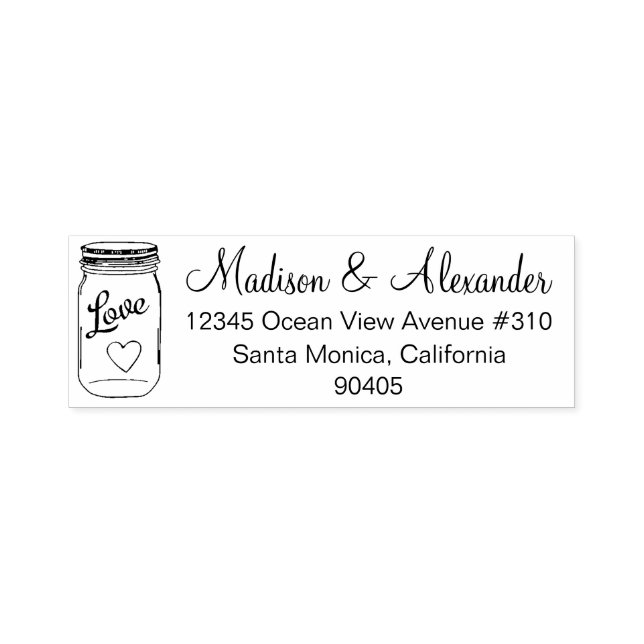 Mason Jar Wedding Address Briefmarke, Self Inking  Permastempel (Design)