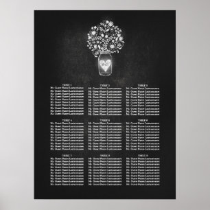 Mason Jar Wedding Chart Chalkboard Poster