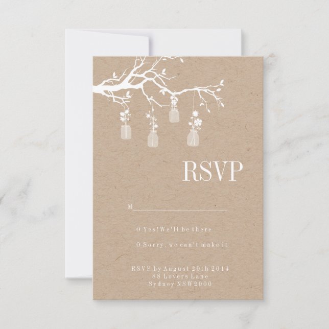 Mason Jar Wedding RSVP Karte (Vorderseite)
