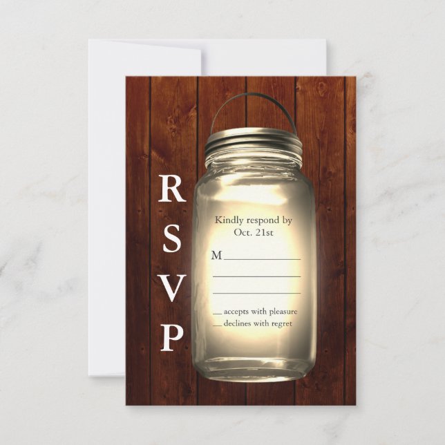 Mason Jar Wedding RSVP Karte (Vorderseite)