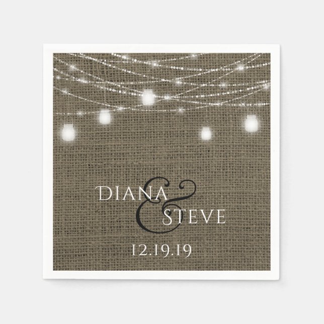Mason Jar Wedding Rustic Country Burlap Serviette (Vorderseite)
