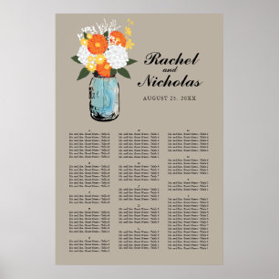Mason Jar White Daisies 24 x 36 Seating Chart Poster