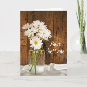 Mason Jar White Daisies Barn Wedding Save the Date Ankündigung