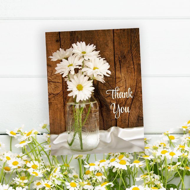 Mason Jar White Daisies Barn Wedding Vielen Dank Postkarte (Von Creator hochgeladen)