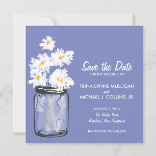 Mason Jar & White Daisies Save the Date
