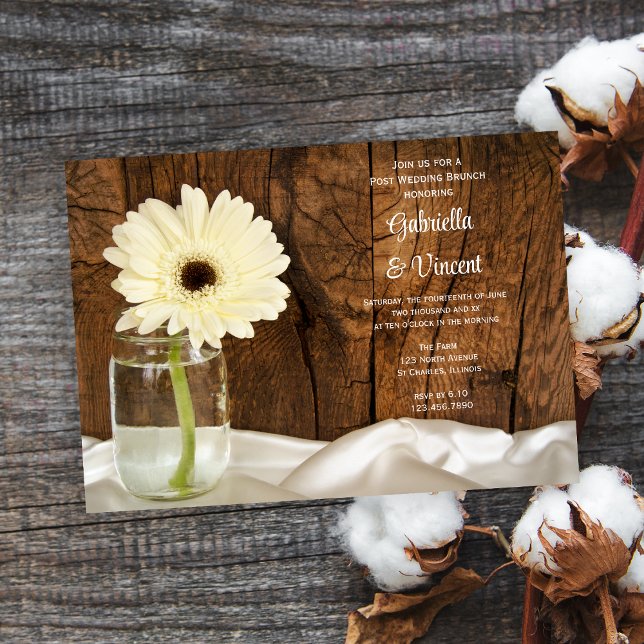 Mason Jar White Daisy Barn Post Wedding Brunch Einladung (Von Creator hochgeladen)
