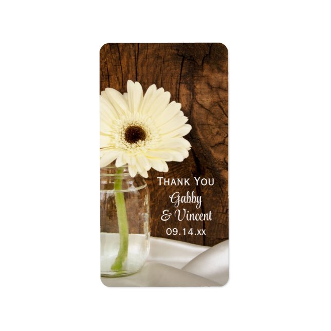 Mason Jar White Daisy Country Wedding Vielen Dank Adressaufkleber (Vorne)