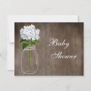 Mason Jar & White Hydrangea Rustic Baby Dusche Einladung